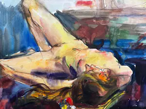 Bob ten Hoope - liggend naakt - opgeplakte aquarel kopen? Bied vanaf 75!