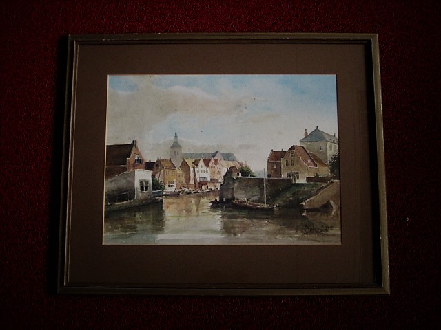 Niet of onleesbaar gesigneerd - 19e Eeuwse Aquarel "vestiging Stad aan het water" gesigneerd  kopen? Bied vanaf 1!