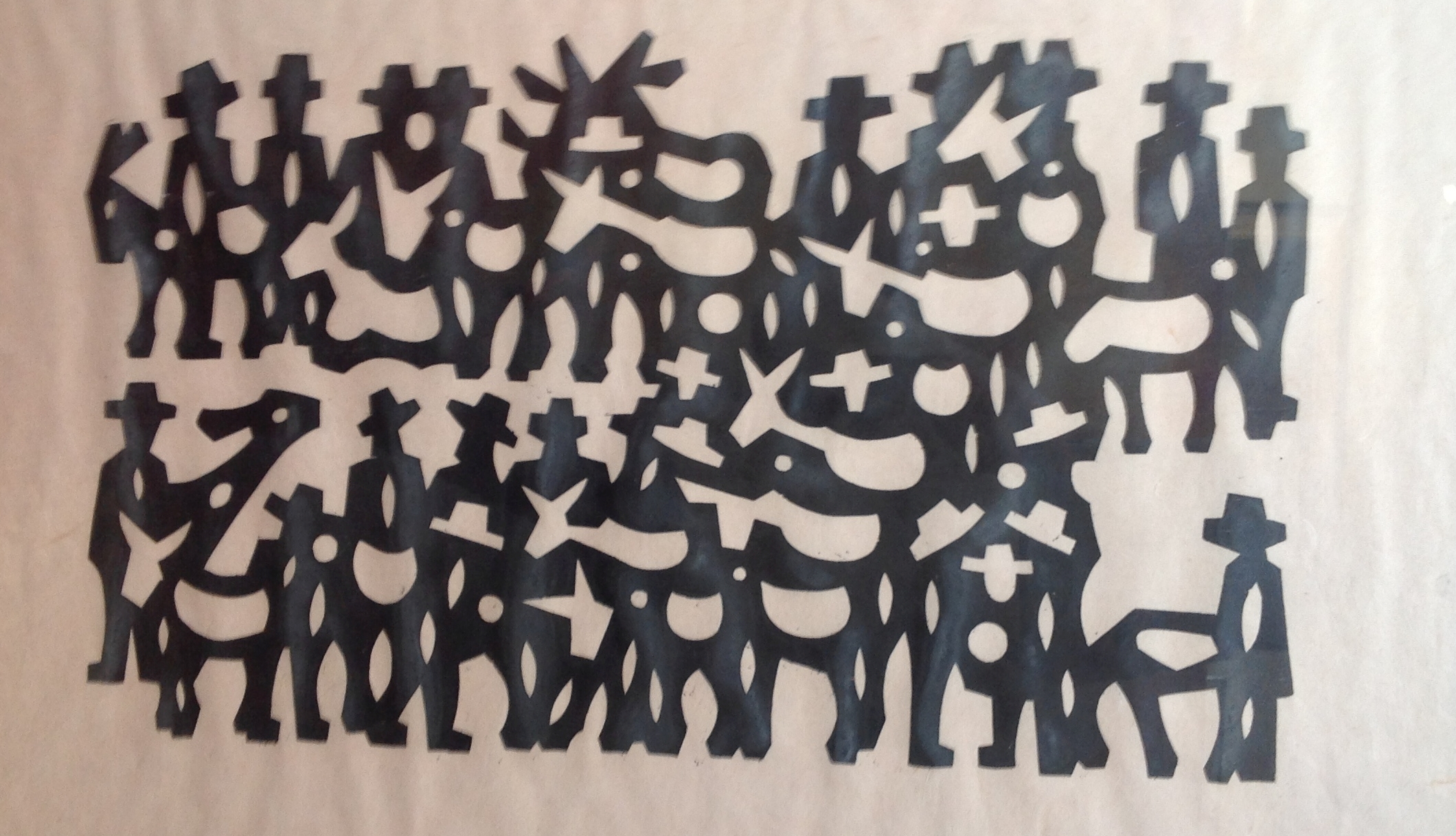 Niet of onleesbaar gesigneerd - Zwart-witte compositie met figuren kopen? Bied vanaf 1!