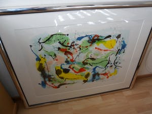 Nic Jonk - Zeefdruk, Titel, "Schone lucht". - Ingelijst groot. kopen? Bied vanaf 120!