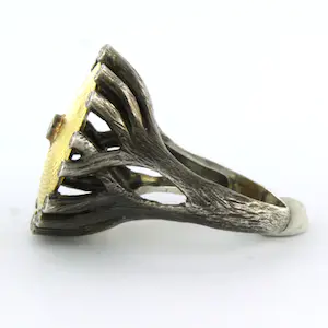 18k geel goud met zilveren ring bezet met briljant geslepen diamant tot. 0,20ct kopen? Bied vanaf 210!