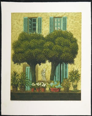 Laetitia de Haas - Lot van vier kleurenetsen, Zuid-Frankrijk kopen? Bied vanaf 40!