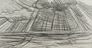 Paul Overhaus - Houtskool, Geabstraheerd Zeegezicht - Ingelijst kopen? Bied vanaf 1!