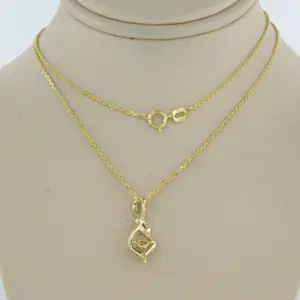 14k geelgouden collier en hanger bezet met briljant geslepen diamant tot. 0,07ct kopen? Bied vanaf 260!