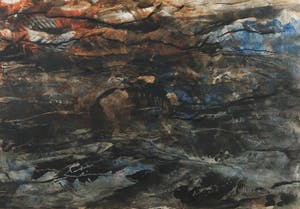 Wolter Wiegerinck - Gouache, Abstracte compositie - Ingelijst kopen? Bied vanaf 40!
