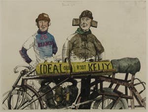 Herman Berserik - Handgekleurde ets, Wielerbaanscene - Ingelijst kopen? Bied vanaf 80!