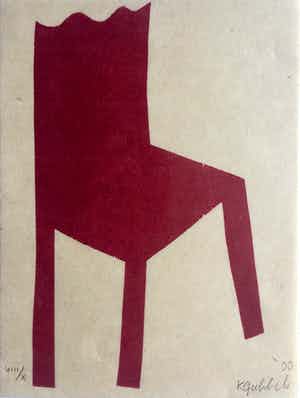 Klaas Gubbels - houtdruk ‘La Chaise’ - 2000 - oplage X verkocht voor € 225!