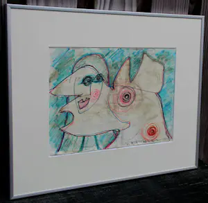 Gerard Fieret - Ingelijste gemengde techniek op papier kopen? Bied vanaf 60!