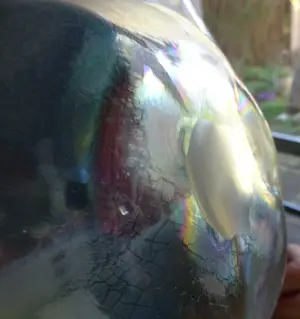 Willem Rozendaal - Tin-craquelé coquille schaal met prachtige iriserende luster kleuren kopen? Bied vanaf 50!