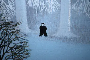 Ilona Schmit - Schaatsers in maanlicht - groot werk - kopen? Bied vanaf 150!