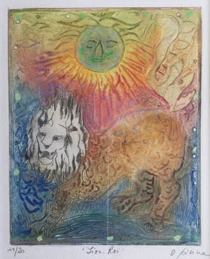 Osanne Nègre - "Lion, Roi" (sterrenbeeld) | Litho - carborundum (ingelijst) kopen? Bied vanaf 39!