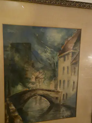 Arnout Colnot - Stadsgezicht met water en brug kopen? Bied vanaf 150!