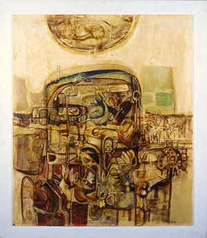 Jack Harden - Gemengde techniek op board, Progessieve produktie - Ingelijst verkocht voor € 1!