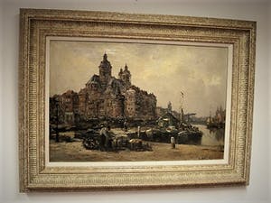 Arnout van Gilst - Fraai olieverf "Amsterdam PH Kade en Nicolaaskerk" mooie Heydenrijk lijst! kopen? Bied vanaf 140!
