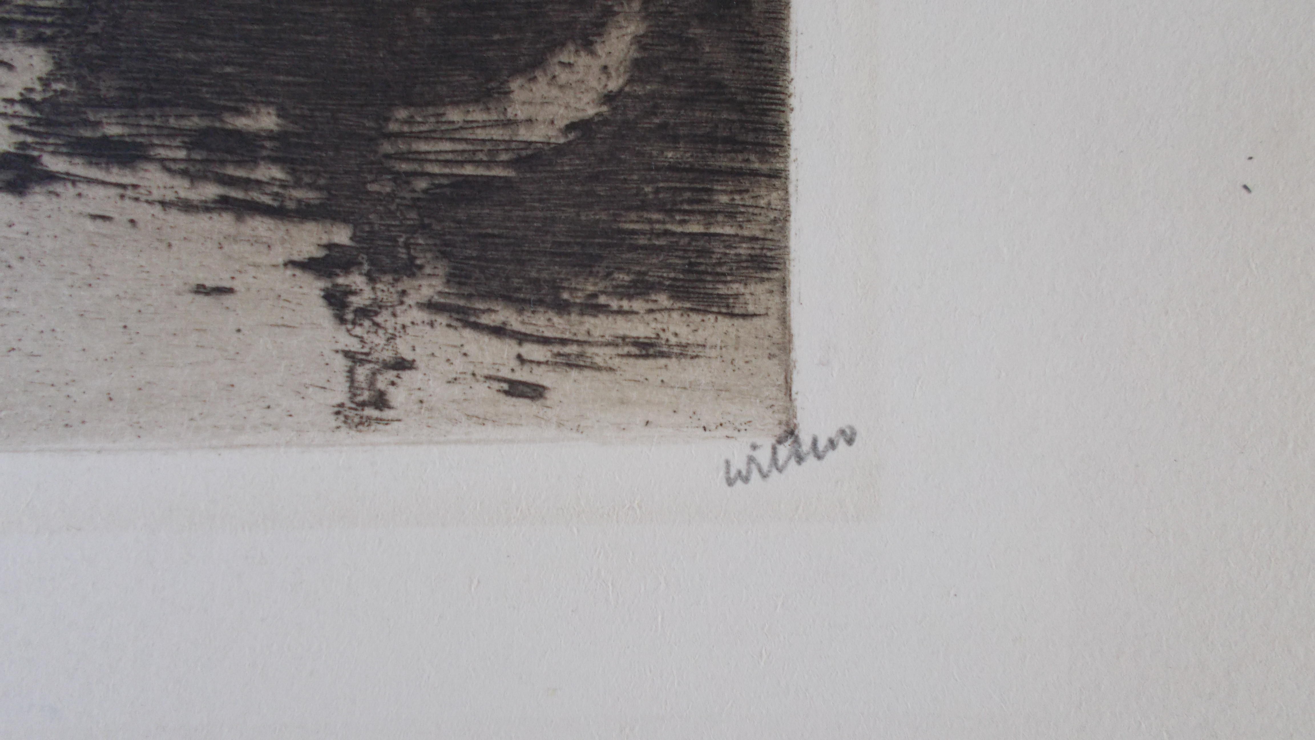 Willem Witsen - Damrak met gezicht op een steiger en een bouwput kopen? Bied vanaf 225!