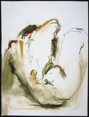 Franscz Witte - Acryl en krijt op papier, Zittend figuur kopen? Bied vanaf 1!