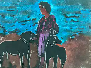 Frits Klein - Vrouw met twee honden verkocht voor € 220!
