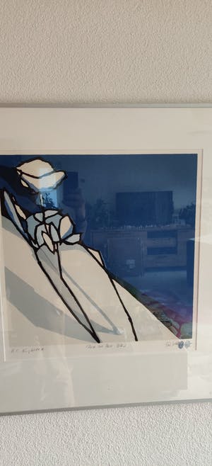 Fon Klement - Rose sur fond bleu - H.C.eigendruk kopen? Bied vanaf 195!