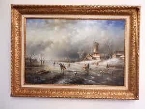 Niet of onleesbaar gesigneerd - winter-ijs-tafereel verkocht voor € 1!