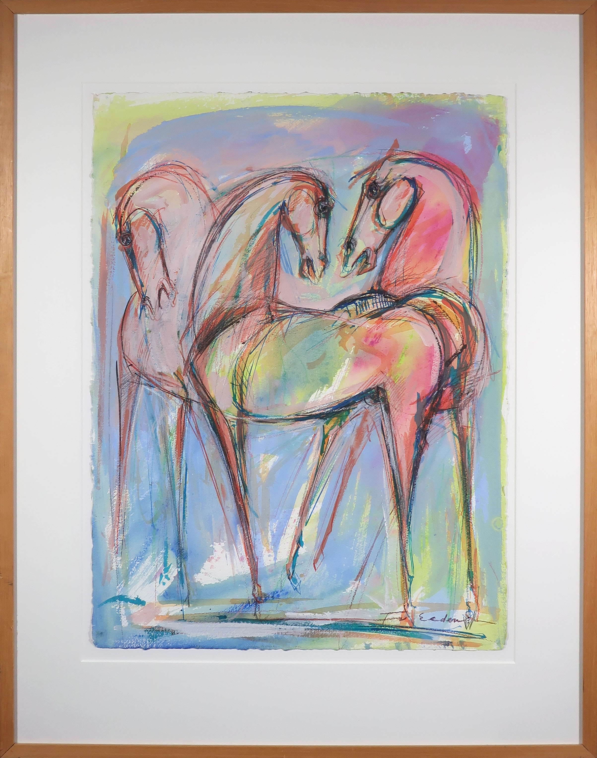 Frits van Eeden - Gemengde techniek op papier, Horses - Ingelijst (Groot) kopen? Bied vanaf 120!