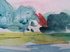 Andre van der Vossen - aquarel - zonder lijst - goede staat - landschap met huisje bij het meer kopen? Bied vanaf 1!