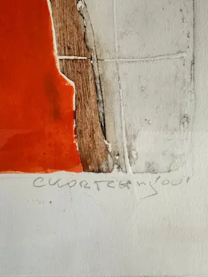 Cees Kortlang - Ets, Compositie in oranje, bruin en zwart (9/10) - Ingelijst kopen? Bied vanaf 85!