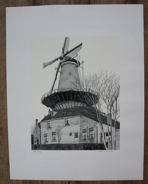 Sees Vlag - Zeefdruk: "Delft - de Molen De Roos" kopen? Bied vanaf 99!
