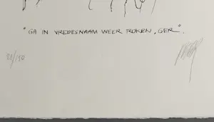 Peter van Straaten - "ga in vredesnaam weer roken, Ger". – gesigneerde zeefdruk kopen? Bied vanaf 120!