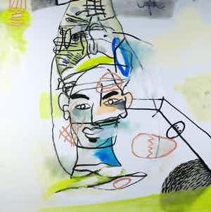 Rachid Ben Ali - Gemengde techniek op doek, Zonder titel (Groot) verkocht voor € 1!