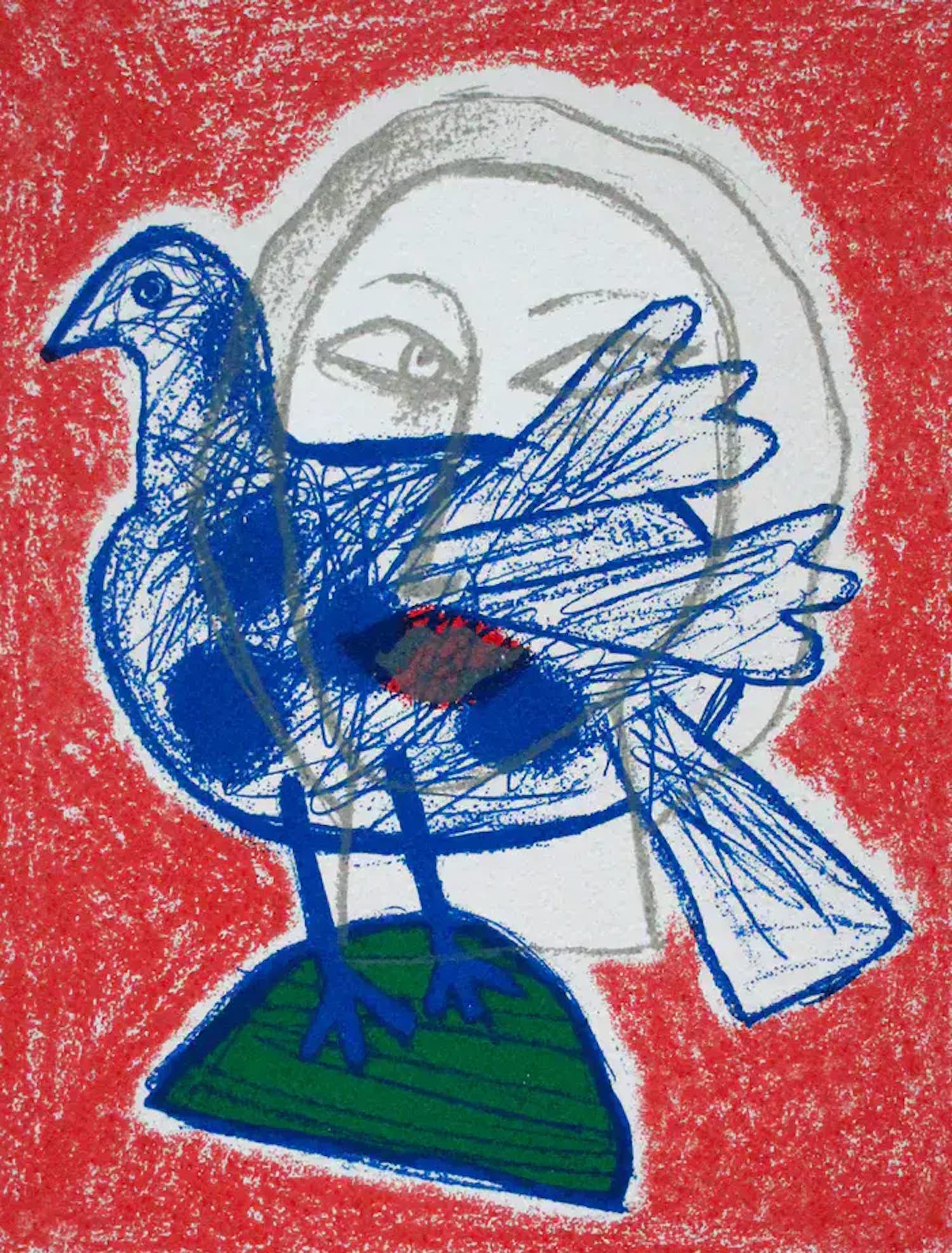 Corneille - zeefdruk: Regard sur L' oiseau verkocht voor € 175!