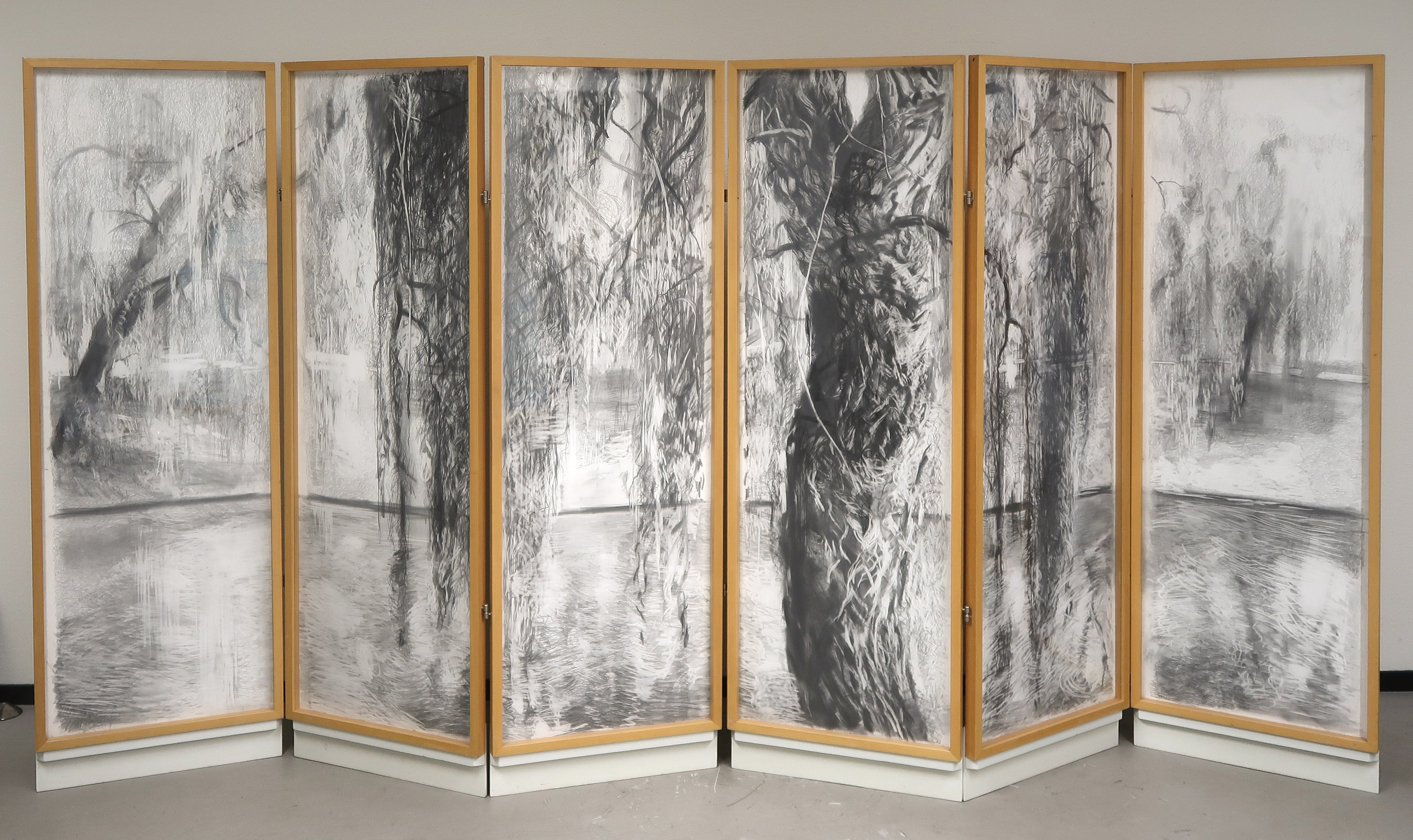 Niet of onleesbaar gesigneerd - Potloodtekening, Kamerscherm (Groot!) verkocht voor € 1!