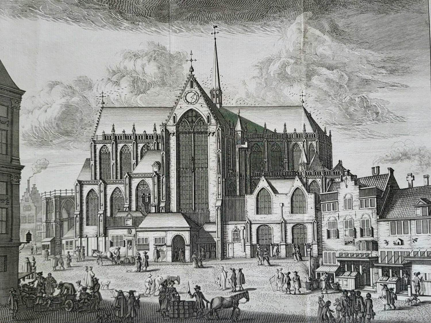 Caspar Commelin - Amsterdam, De Dam - De Niewe Kerk. Commelin 1691 kopen? Bied vanaf 50!