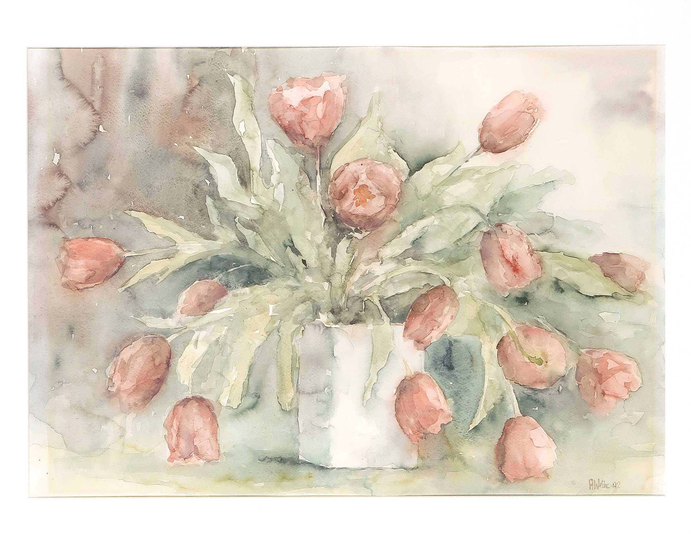 Anneke Witte - Aquarel, Bloemstilleven 16 - Ingelijst kopen? Bied vanaf 1!