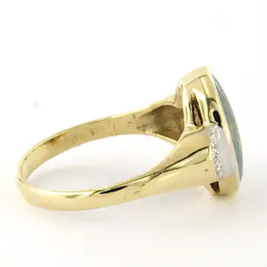 14k bicolour gouden ring met opaal en single cut geslepen diamant tot. 0.05ct kopen? Bied vanaf 485!