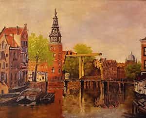 Niet of onleesbaar gesigneerd - torengezicht Amsterdam verkocht voor € 1!