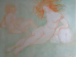 Leonor Fini - NAAKTE VROUW & MAN / KLEURLITHO / 54x76cm / SIG kaufen? Bieten Sie von 25!