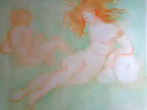 Leonor Fini - NAAKTE VROUW & MAN / KLEURLITHO / 54x76cm / SIG vendu pour 35€ !