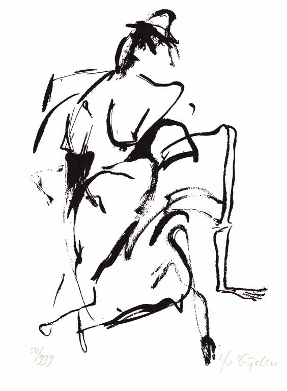 Yvonne van Eyden - Zeefdruk STAAND FIGUUR Handgesigneerd verkocht voor € 25!