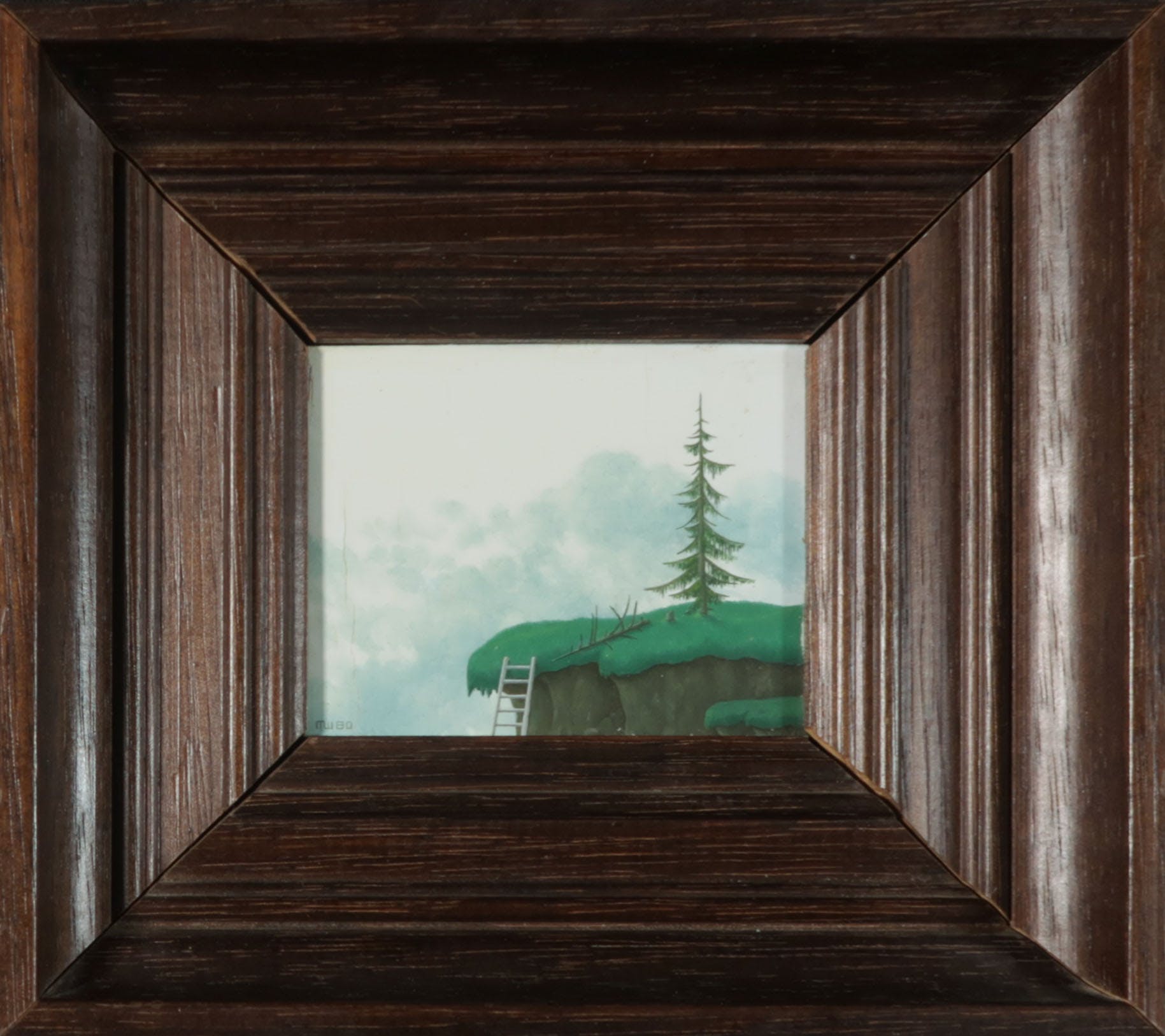 Ron Watts - Olieverf op hardboard, Friedrich was here - Ingelijst kopen? Bied vanaf 100!