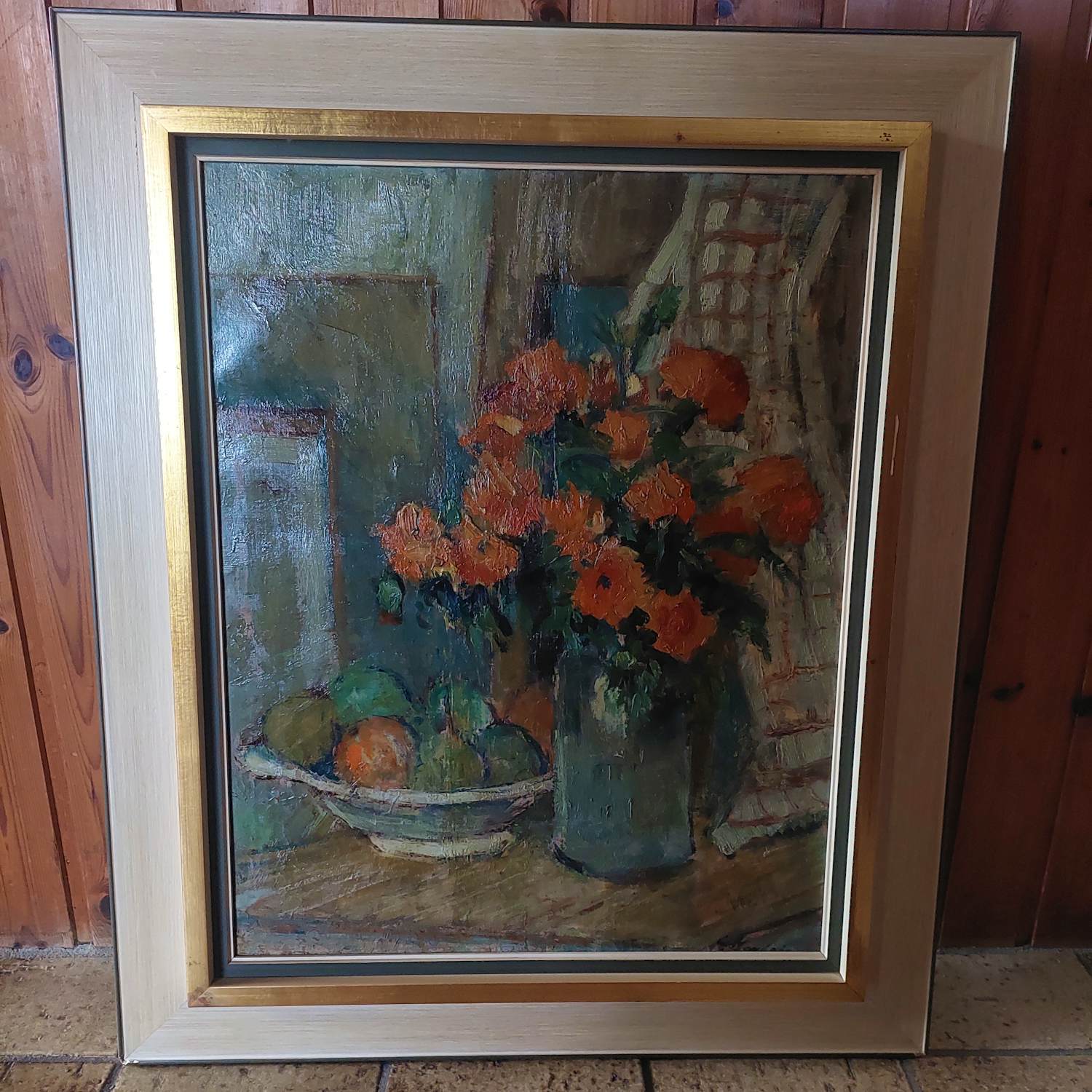 Niet of onleesbaar gesigneerd - Vaas met bloemen en fruitschaal kopen? Bied vanaf 1!