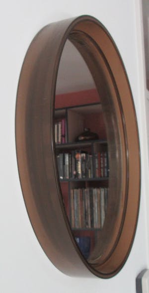Niet of onleesbaar gesigneerd - Vintage smoked glass brown round mid century modern Space Age French plastic mir kopen? Bied vanaf 1!