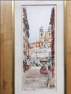 Niet of onleesbaar gesigneerd - Roma - 2x aquarel, in lijst kopen? Bied vanaf 1!