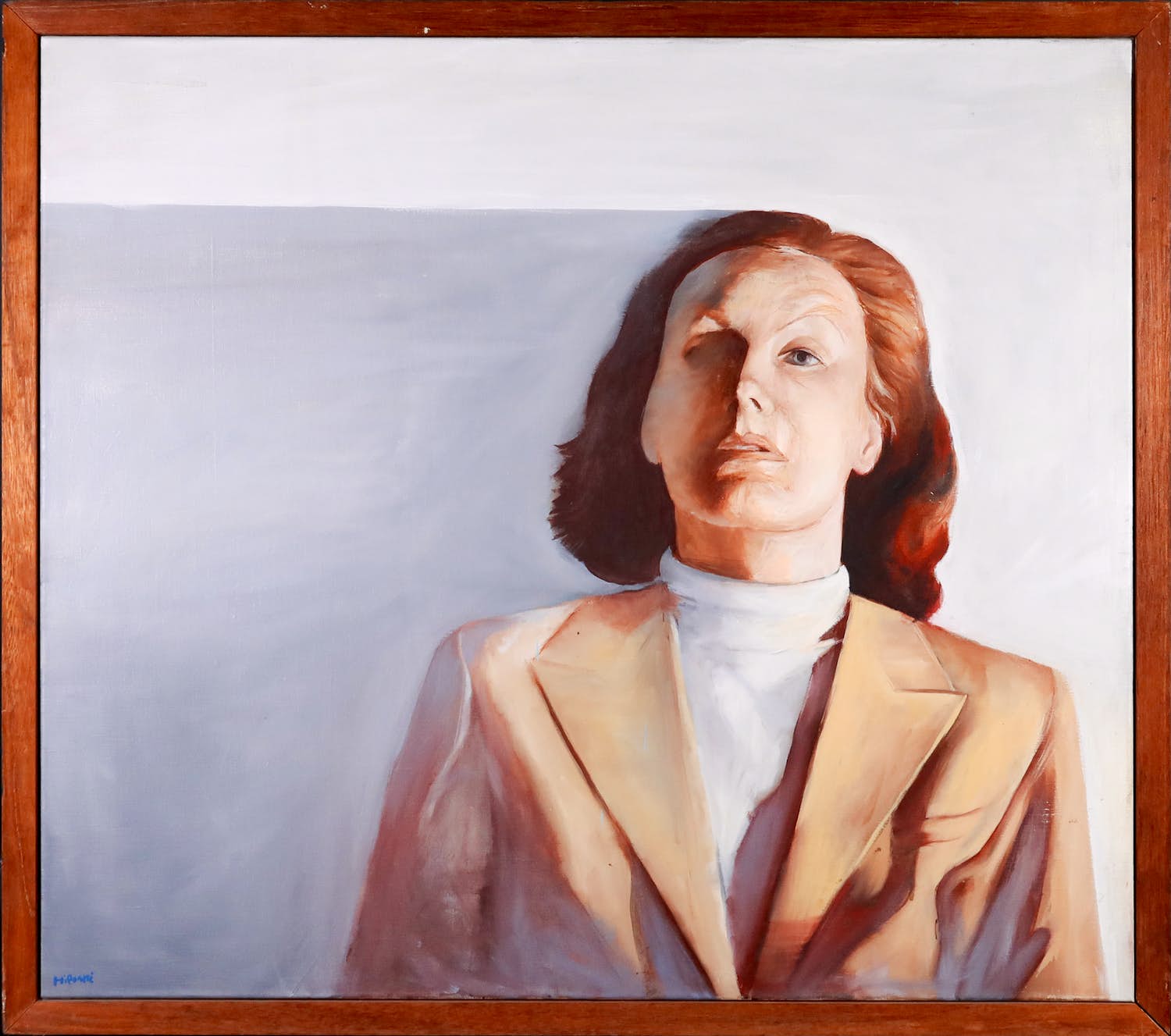 Hiroshi Goto - Olieverf op doek, Portret van mevrouw M. - Ingelijst verkocht voor € 1!