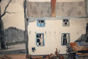 Jan den Hengst - 's Graveland - grote tekening met aquarel kopen? Bied vanaf 85!