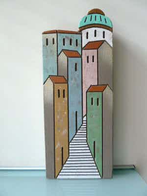 Niet of onleesbaar gesigneerd - Mediterraans stads/dorpsgezicht (Provence/Toscane) verkocht voor € 1!