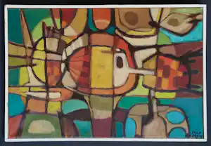Jaap Mooy - Vis - olieverf op canvas uit 1950 vendu pour 1750€ !