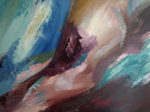 Diederik van Leeuwen - Acrylverf op doek, “Landschap” – gesigneerd - Groot kopen? Bied vanaf 65!