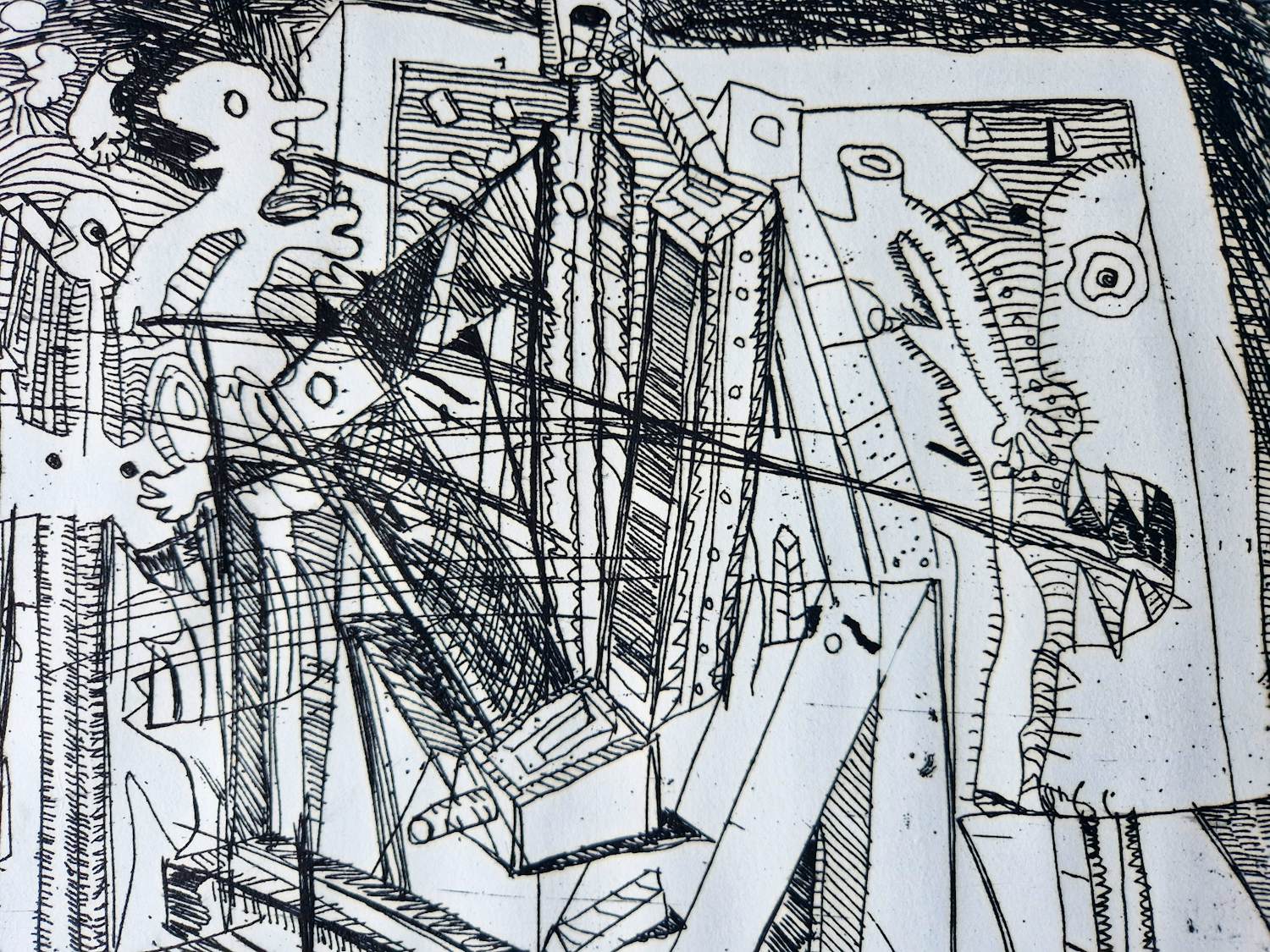 Jacques van Alphen - in 1975 in zeer kleine oplage (2/3) gemaakte monochrome Ets "Solipsisme" kopen? Bied vanaf 29!