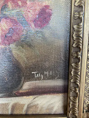 Tilly Moes - Klaprozen in groene vaas op tafel met kleed kopen? Bied vanaf 50!