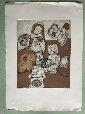 Gerard Schaperkotter - Ets en aquatint, Z.T. Abstracte compositie kopen? Bied vanaf 10!